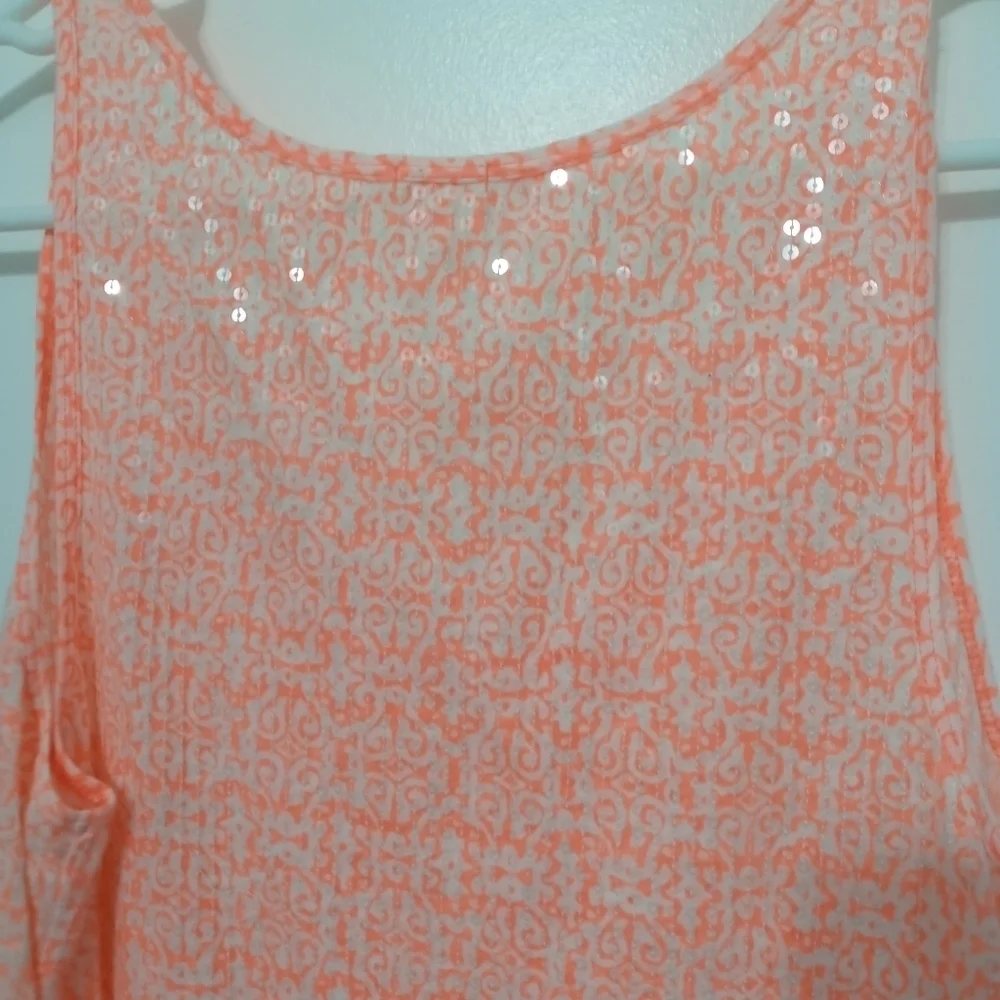 J. Crew Long line Tank Top Art and Shiny pattern